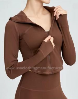 Wholesale Cropped Full Zip Gym Wear Hoodie Manufacturer
