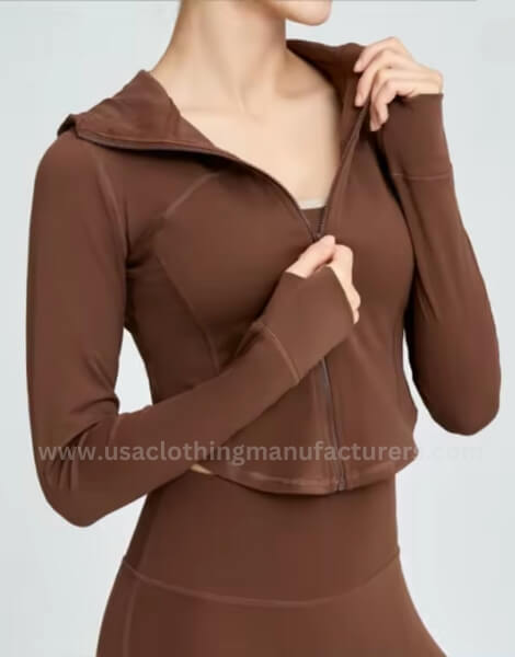 Wholesale Cropped Full Zip Gym Wear Hoodie Manufacturer