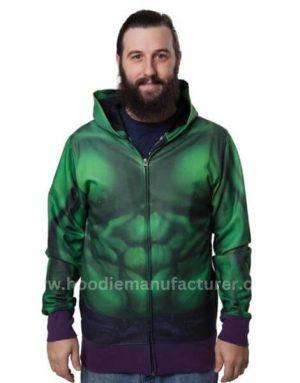 Wholesale Hulk Printed Zip Up Hooded Sweatshirt for Man Manufacturer