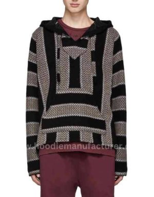 wholesale Men's Striped Zigzag Loose Baja Hoodie manufacturer