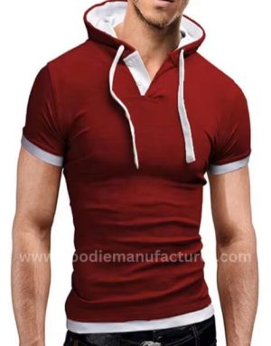 wholesale crew neck short sleeve red polo hoodie manufacturer