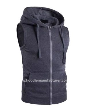 wholesale men’s sleeveless zip-up hoodie