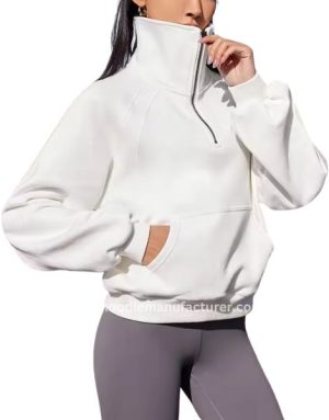 Wholesale Oversized Half Zip Fleece Hoodie for Women Manufacturer