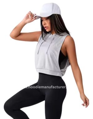 wholesale sleeveless crop top hoodie for women