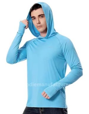 wholesale long sleeve hooded rash guard fishing shirt for men