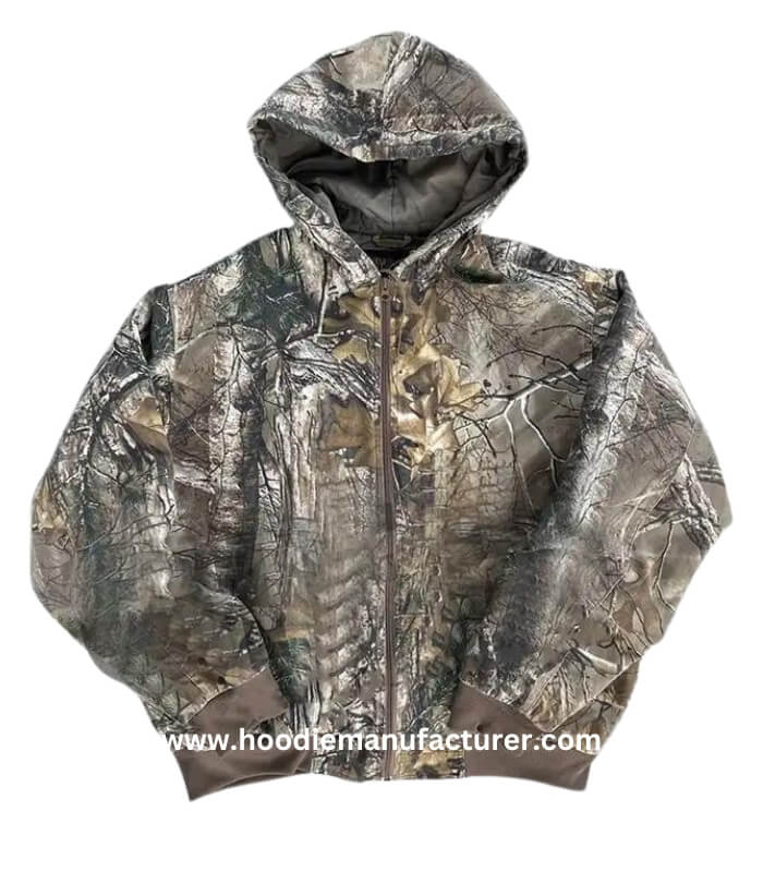 custom vintage printing cargo full zip camouflage zip up jacket for men