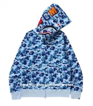 high quality cotton full zipper unisex camo hoodie