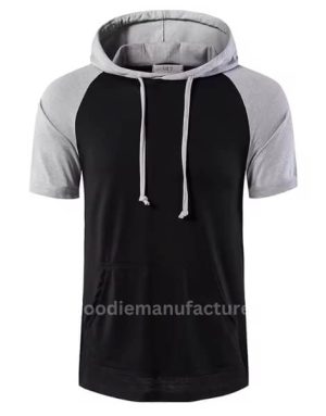 wholesale men's lightweight casual short-sleeved gym hoodie manufacturer
