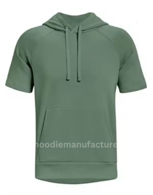 wholesale men's ultra-soft mid-weight cotton blend fleece short sleeve hoodie manufacturer