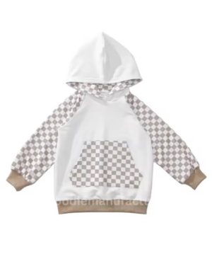 wholesale stylish design casual kids checkerboard long sleeve pocket baby hoodie manufacturer