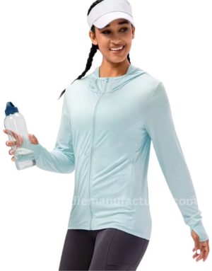 wholesale uv protection full zip rash guard quick dry hoodie for women manufacturer