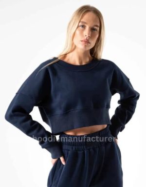loose fit workout cropped crewneck sweatshirt for women