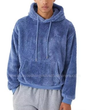 men's heavyweight thick woolen blank sherpa hoodie