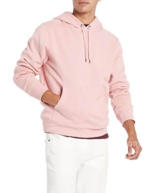wholesale men's smoked pink 100% cotton luxury hoodie