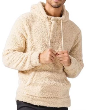oversize sherpa lined hoodie pullover for man