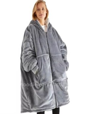 wholesale warm wearable blanket hoodie with zipper