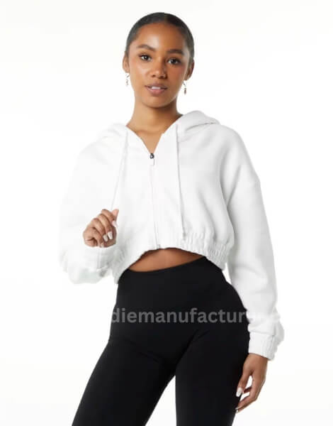 women's oversized classic white cropped hoodie