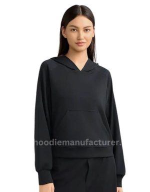 black sports organic cotton hoodie for ladies