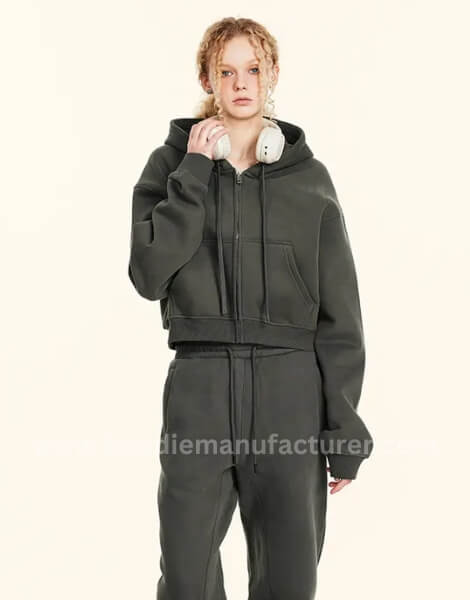 cropped zip-up teen girl hoodie