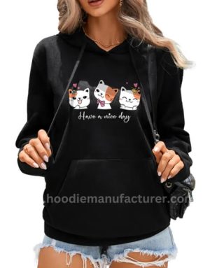 high-quality women's black hello kitty hoodie