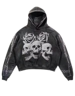 men's skull rose print plus size halloween sweatshirt