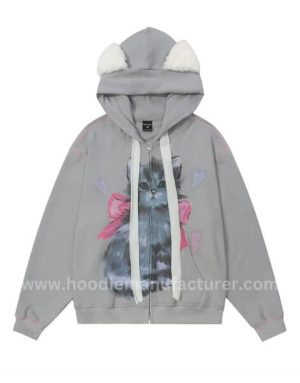 organic cotton hello kitty zip-up hoodie manufacturer
