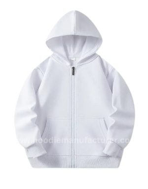 oversize zipper white hoodie for teenage girl