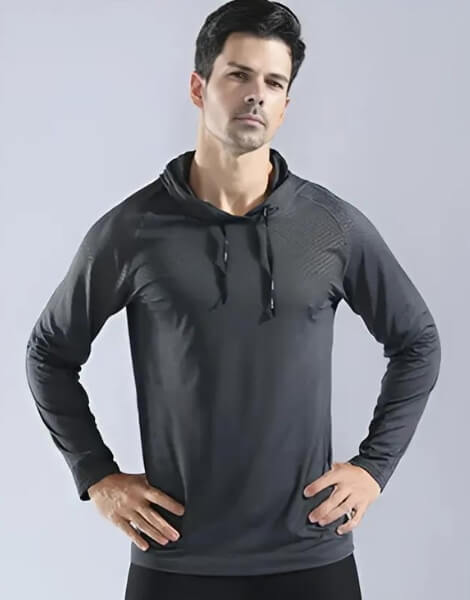 polyester quick dry long sleeve longline hoodie