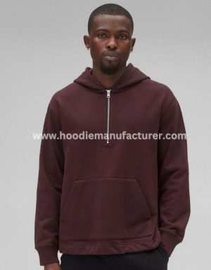 Cotton Crewneck Plain Half Zip Hoodie Wholesale