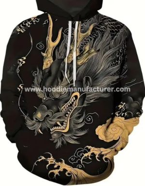 golden dragon printed graphic hoodie wholesale