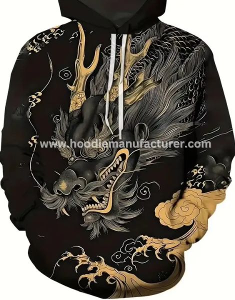 golden dragon printed graphic hoodie wholesale