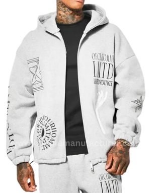 soft zippered cardigan embroidered sweatshirt with hood
