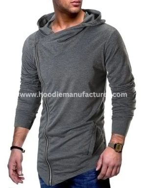 men side zipper asymmetrical hoodie manufacturer