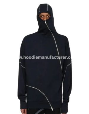 men zipper asymmetric masked hoodies wholesale