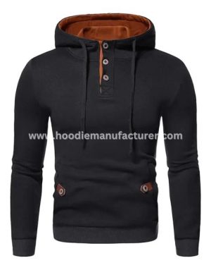 breathable solid color half button hoodies wholesale