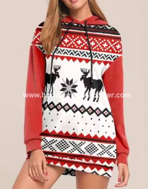 women sublimated christmas hoodie manufacturer