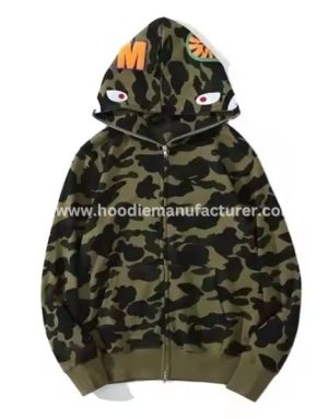 Men Cotton Shark Camo Hoodie Wholesale
