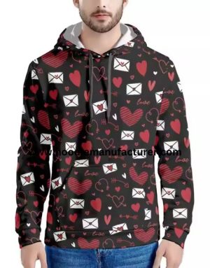 Men Valentine Day Love Printed Hoodie Wholesale