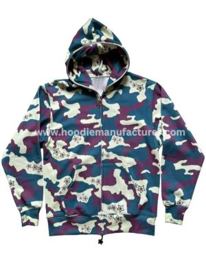Polyester Cotton Camo Zip Up Hoodie Suppliers