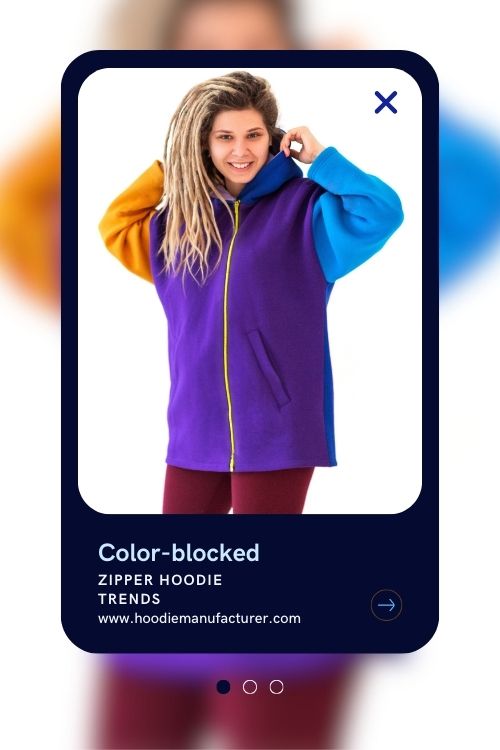 color blocked zipper hoodie