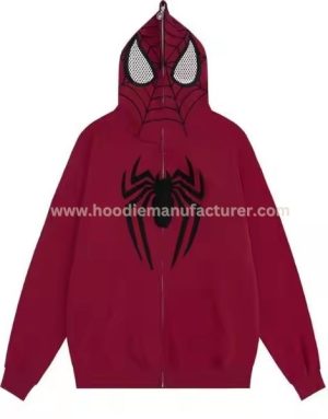 Full Zipper Red Spider Mask Hoodie Wholesale
