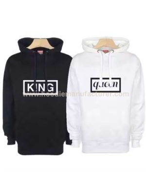 king & queen printed couple hoodie manufacturer