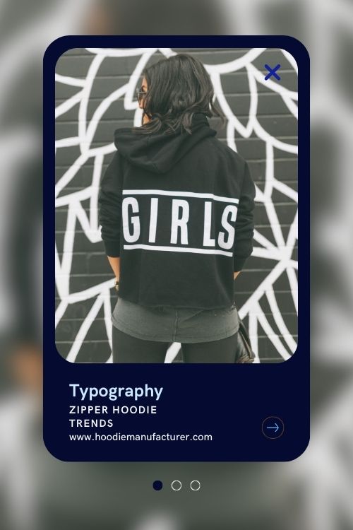 typography zipper hoodie