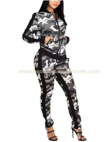 Women Camo Zip Up Long Sleeve Tracksuit Hoodie Manufacturer