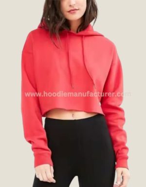 Cotton Red Crop Top Hoodie Supplier