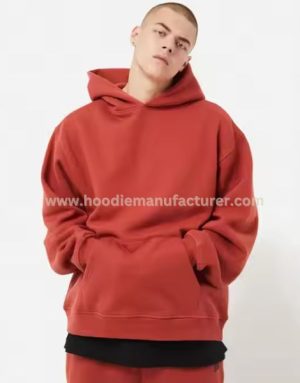 Men Cotton Polyester Red Oversized Hoodie Wholesale