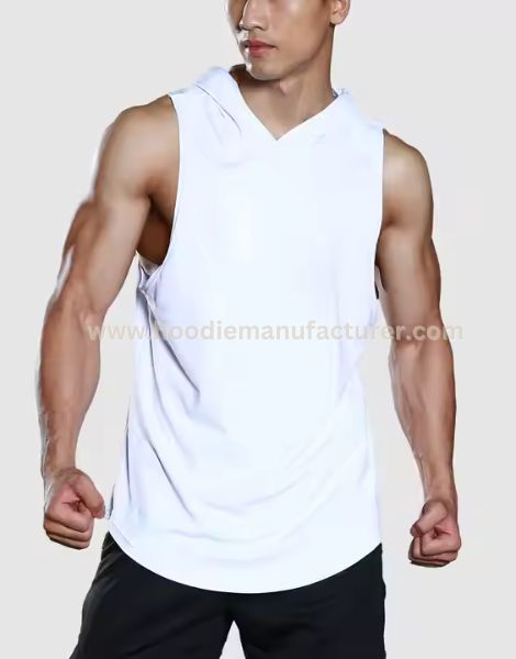 Men Spandex Polyester Sleeveless Gym Hoodie in Bulk