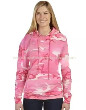 Women Pink Camouflage Fleece Hoodie Wholesale