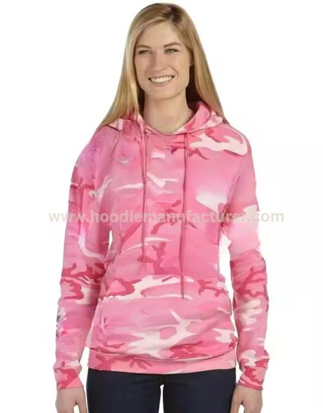 Women Pink Camouflage Fleece Hoodie Wholesale