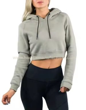 Women Spandex Cotton Cropped Hoodies Supplier